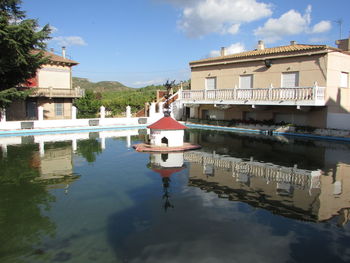 Reflection of building in water