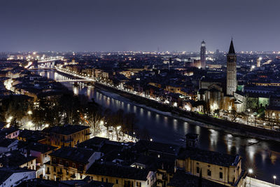 Illuminated cityscape at night