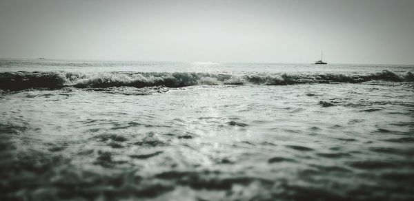 Scenic view of sea against clear sky