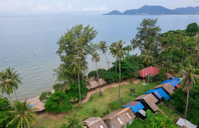 High angle view of beach against sky