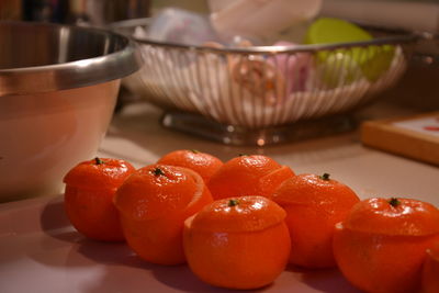 Close-up of fruits in bowl on table