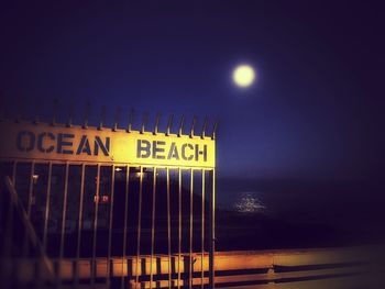 Information sign at night