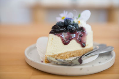 Close-up of dessert in plate on table