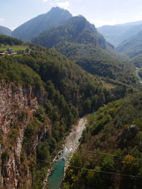 Scenic view of valley and mountains