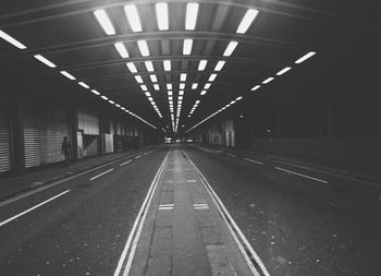 Railroad tracks in tunnel