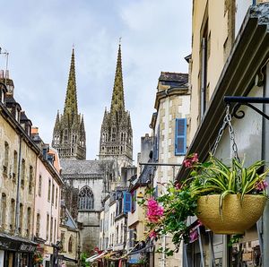 Low angle view of buildings against sky