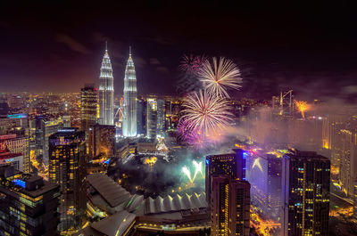 Illuminated city at night