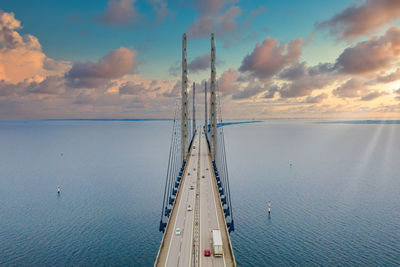 Aerial view of the bridge between denmark and sweden, oresundsbron.