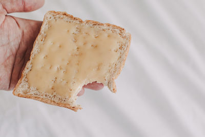 Close-up of hand holding bread