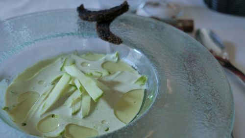 High angle view of pasta in plate