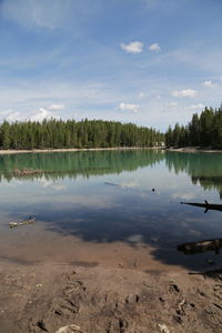 Scenic view of lake against sky