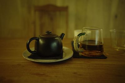 Close-up of tea cup on table