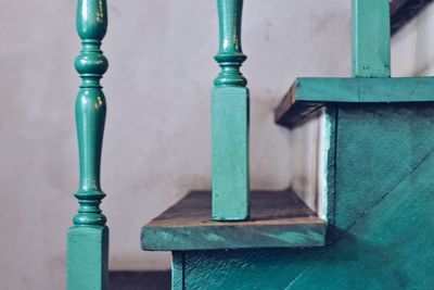 Close-up of green steps at home