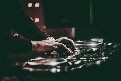 Close-up of the hands of a dj