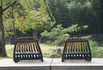 Deck chairs at park