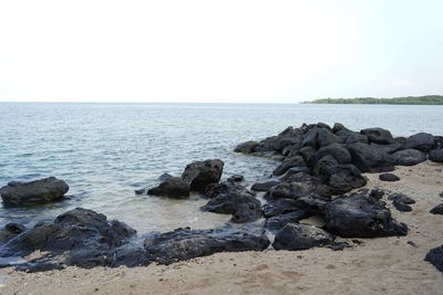 Scenic view of sea against clear sky