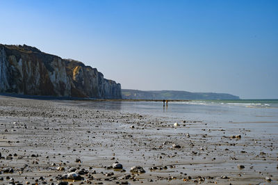 Scenic view of sea against clear sky