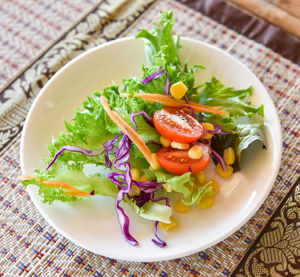 High angle view of meal served in bowl