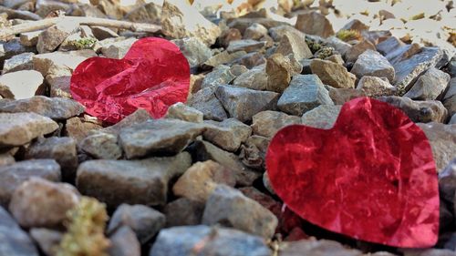 Close-up of red pebbles