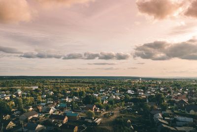 High angle view of townscape against sky