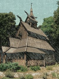 Abandoned building in field