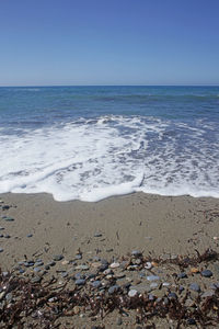 Scenic view of sea against clear sky