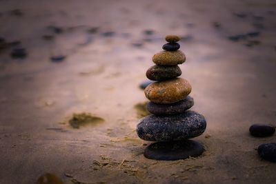 Stack of pebbles on beach