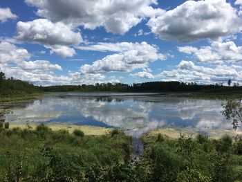 Scenic view of lake against sky
