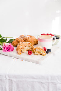 Close-up of breakfast on table