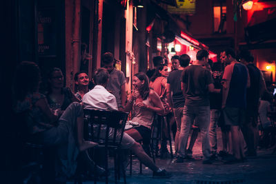 Group of people at music concert at night