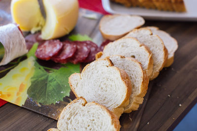Close-up of bread on cutting board