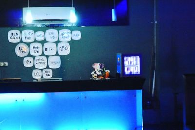 Close-up of illuminated lighting equipment