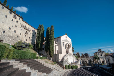 Panoramic view of historic building against blue sky