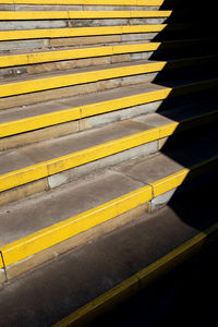 High angle view of yellow staircase