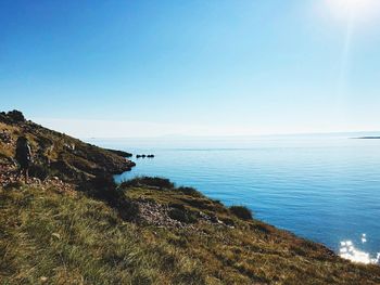 Scenic view of sea against clear sky