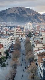 High angle view of townscape against sky