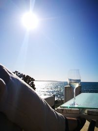 Scenic view of sea against sky on sunny day