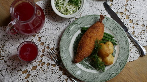 Close-up of food served in plate