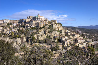 View of townscape with mountain in background