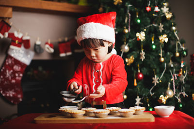 View of christmas decorations on table