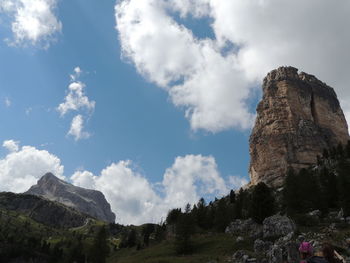 Low angle view of rock formations against sky