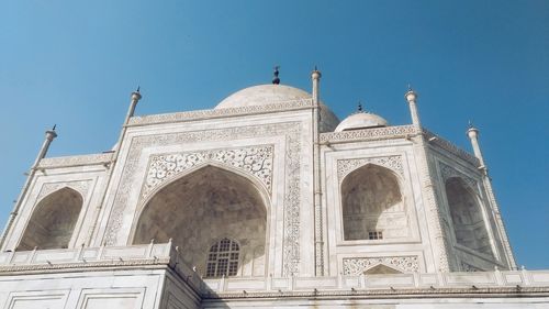 Low angle view of historic building against clear sky