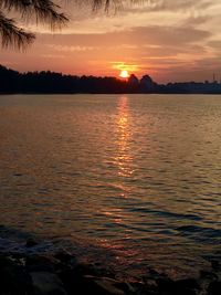 Scenic view of lake during sunset