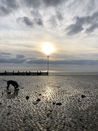 Scenic view of beach against sky during sunset