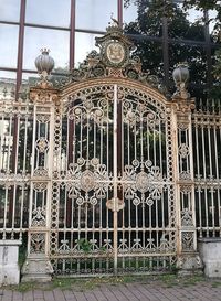 View of birds at entrance of temple
