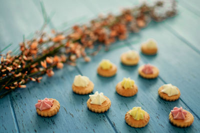 Close-up of cookies on table