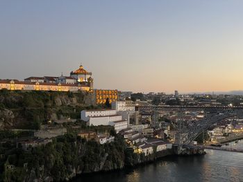 High angle view of city at waterfront