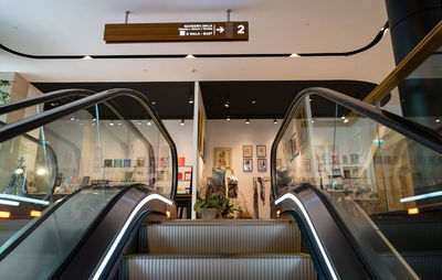 View of escalator in city