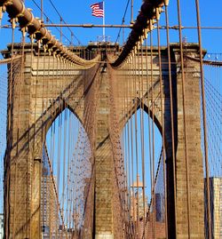 Low angle view of suspension bridge