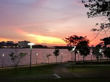 Scenic view of sea against sky at sunset